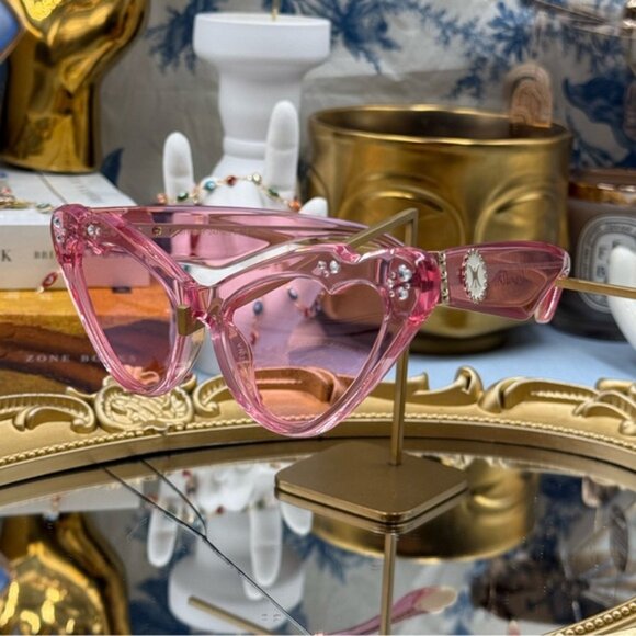 🆕 CAMILLA 🧿 NWOT Flutterby Sunglasses, Pink Transparent Acetate & Pink Lens - Picture 14 of 16